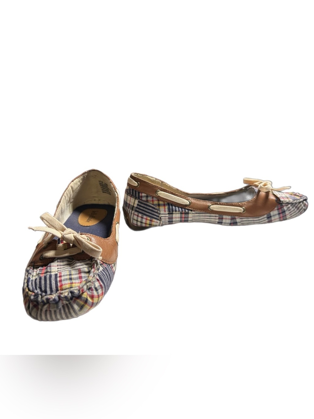 Plaid Leather-Trim Ballet Flats - Brown Plaid - Picture 1 of 6